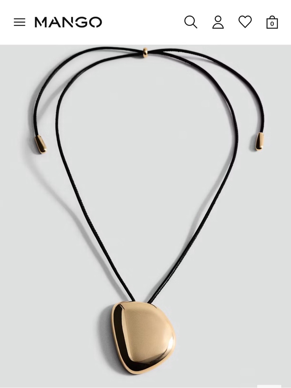 Mango statement gold toned pendant with black leather strap - Picture 2 of 5